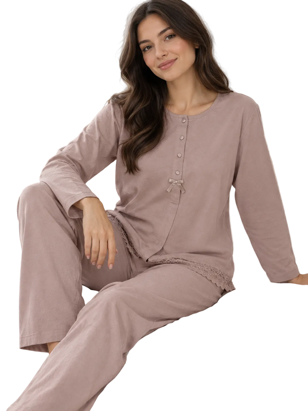 Pigiama Donna con merletto Beige Noidinotte