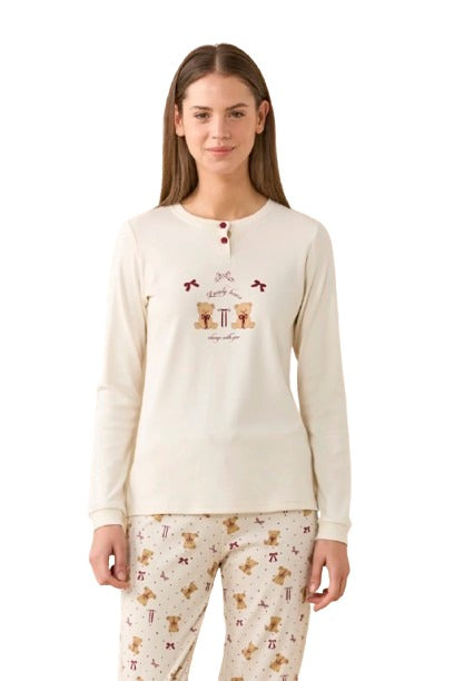 Pigiama donna invernale in caldo cotone Cute Ribbons