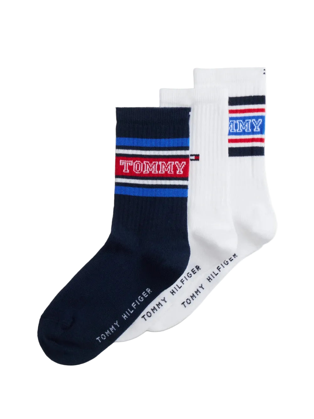 Calzini Bambini 3 paia Tommy Hilfiger stile Varsity a righe