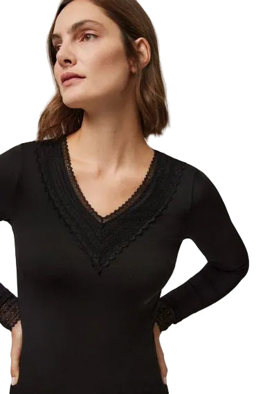 Maglia Termica Donna in pizzo scollo a V Ysabel Mora
