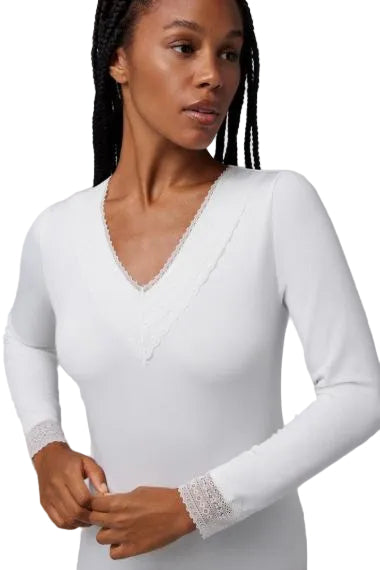 Maglia Termica Donna in pizzo scollo a V Ysabel Mora