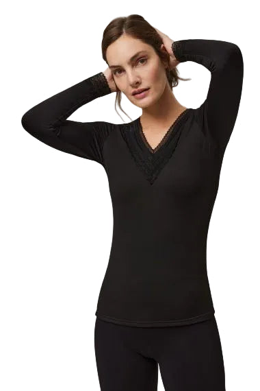 Maglia Termica Donna in pizzo scollo a V Ysabel Mora