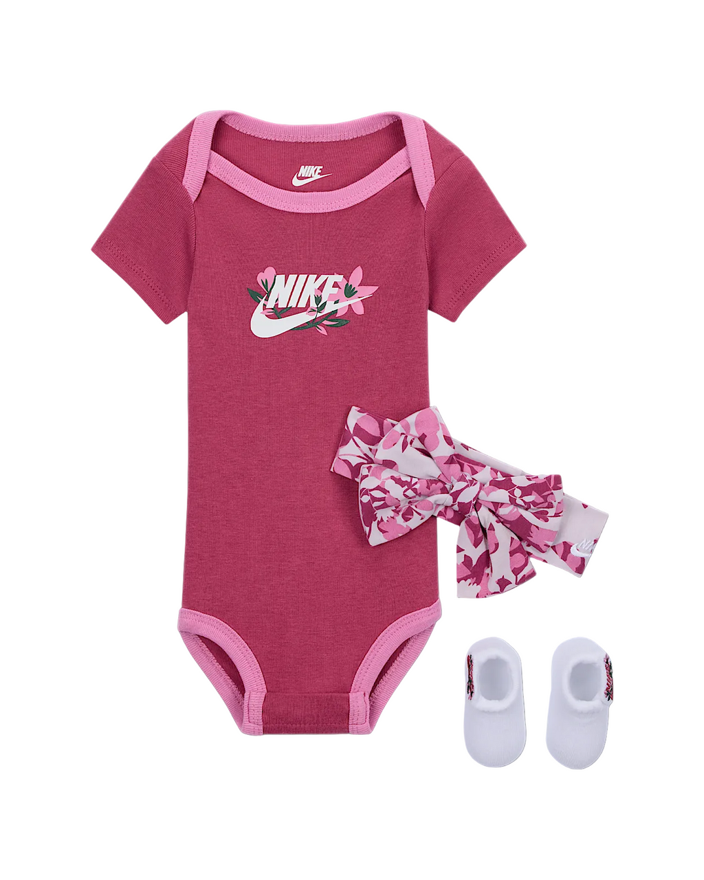 Completo Neonata con stampa fiori Nike 3 pezzi