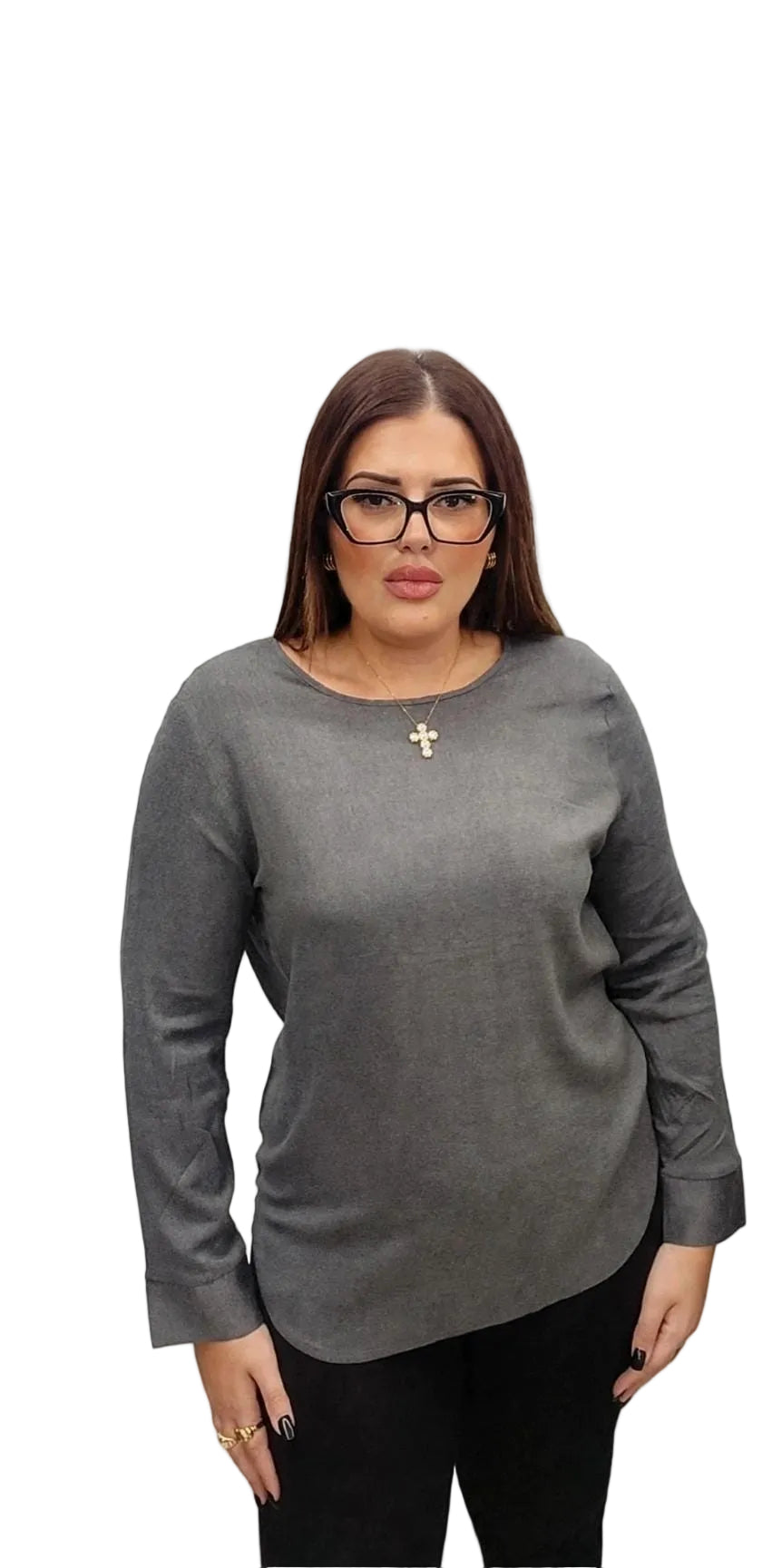 Blusa Donna girocollo in Light Flannel