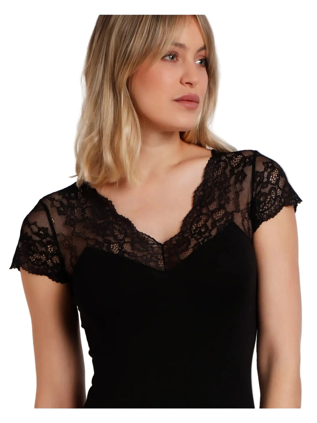 T-Shirt Donna maniche corte con pizzo Admas 43574
