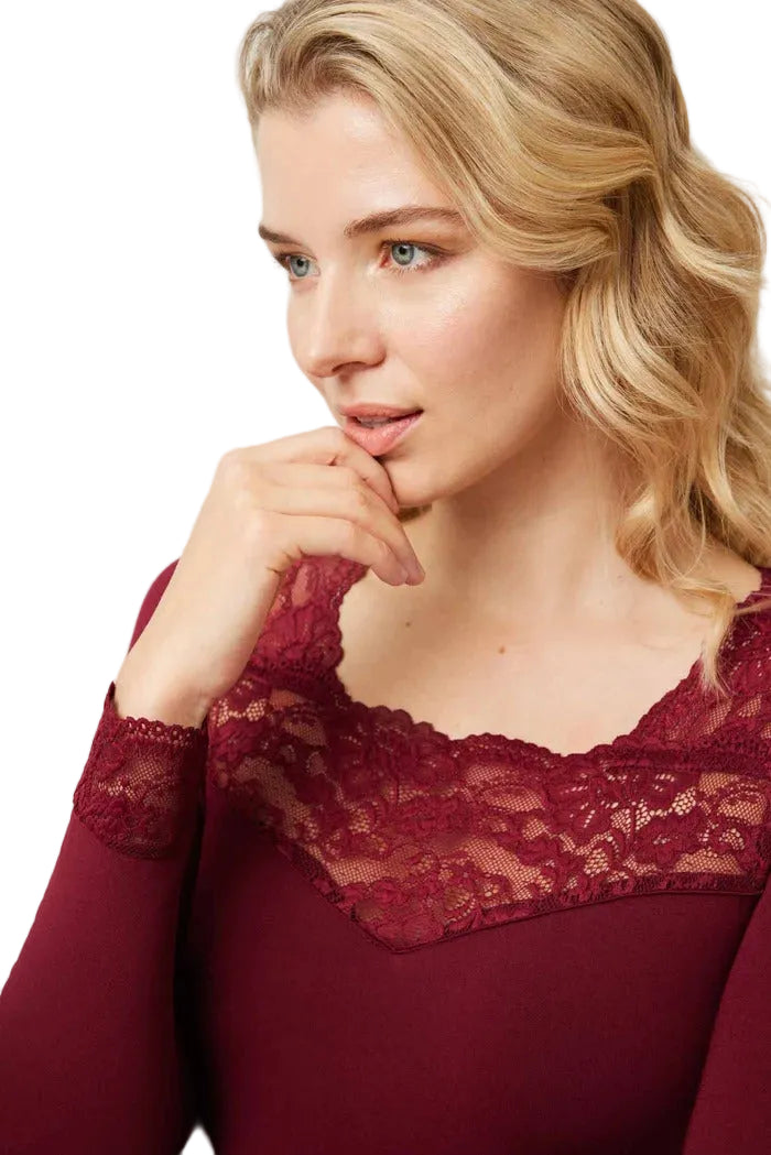 Maglia Termica Donna in pizzo maniche lunghe Ysabel Mora