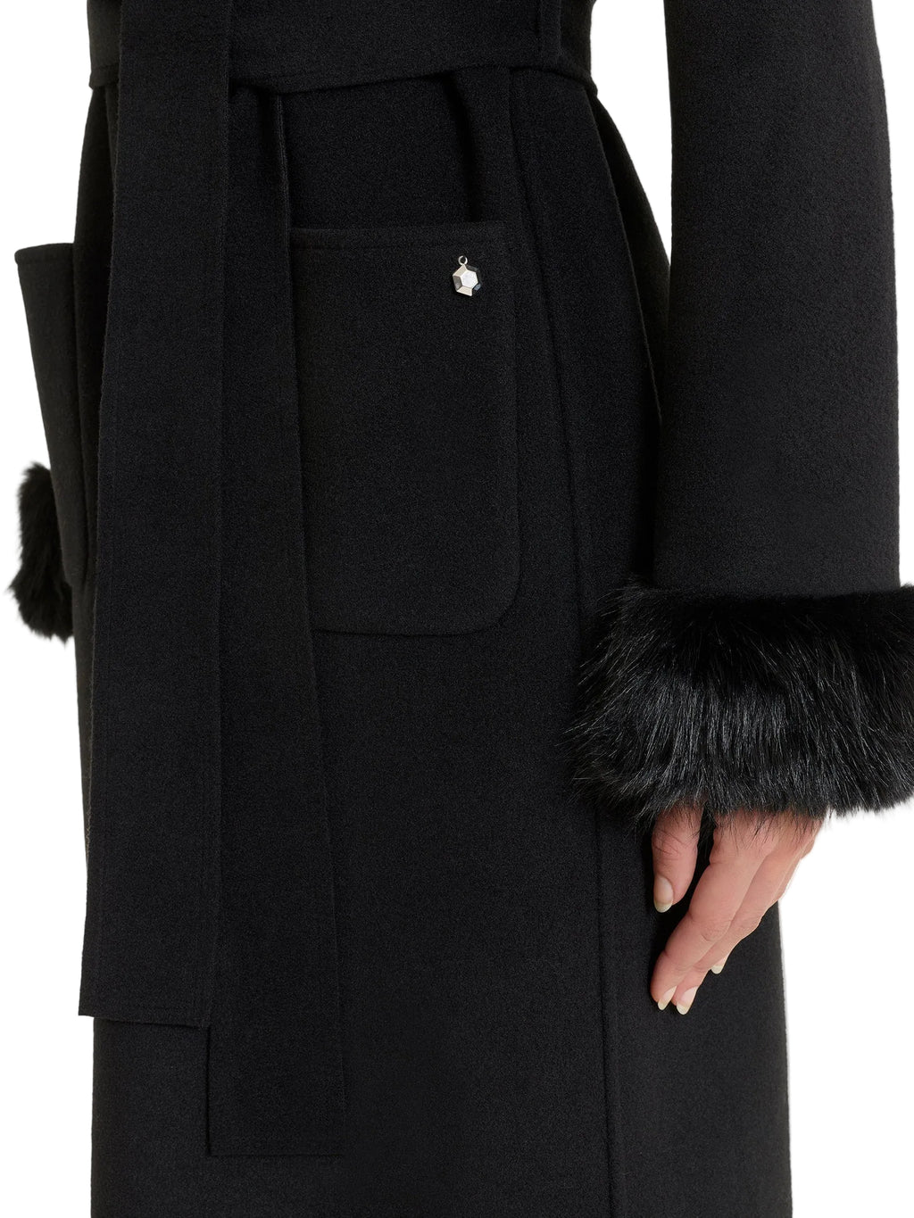 Cappotto Donna lungo con revers effetto fuzzy Ragno