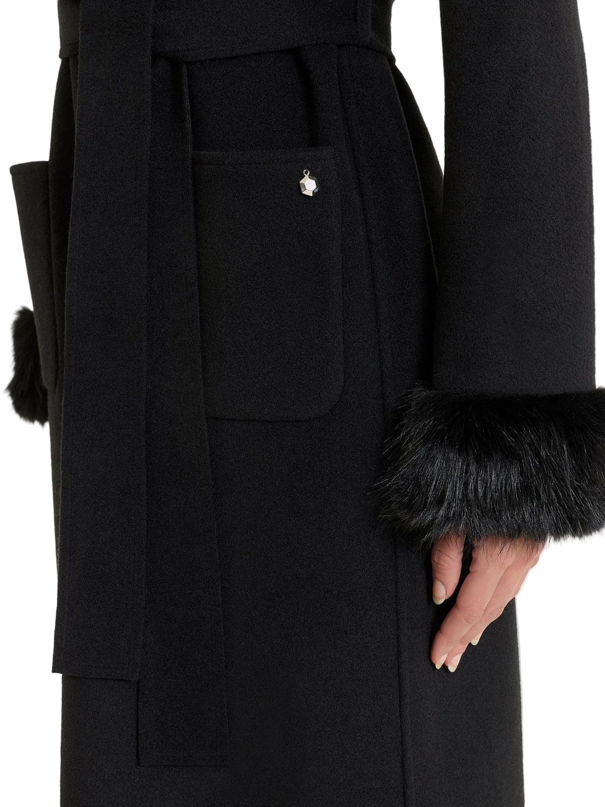 Cappotto Donna lungo con revers effetto fuzzy Ragno