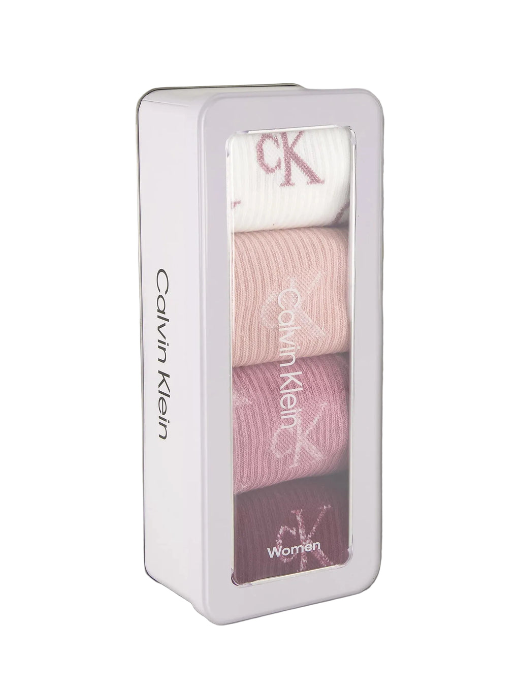 Calzini Donna lunghi con logo color metallico in confezione regalo da 4 Calvin Klein