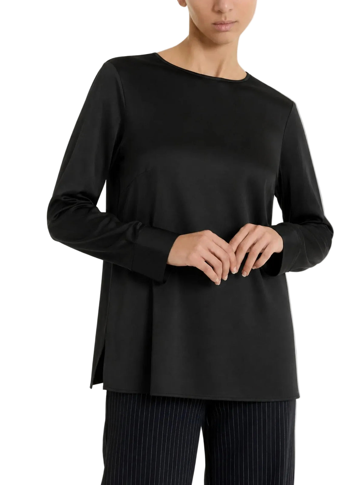 Blusa Donna con manica lunga in Stretch Satin