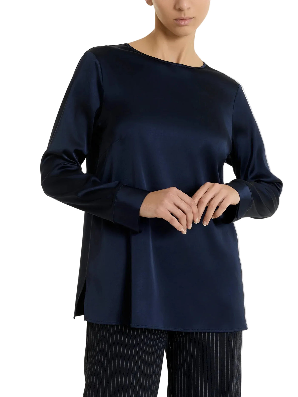 Blusa Donna con manica lunga in Stretch Satin