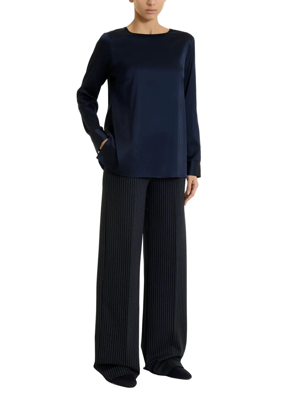 Blusa Donna con manica lunga in Stretch Satin Ragno