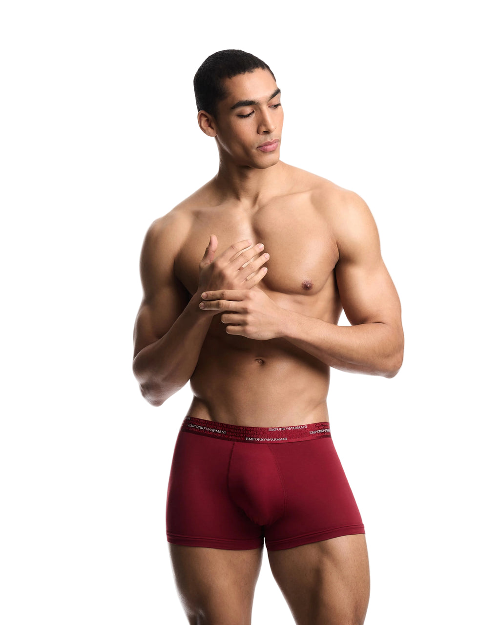 Boxer in Jersey di cotone con elastico logato 2 pezzi Emporio Armani