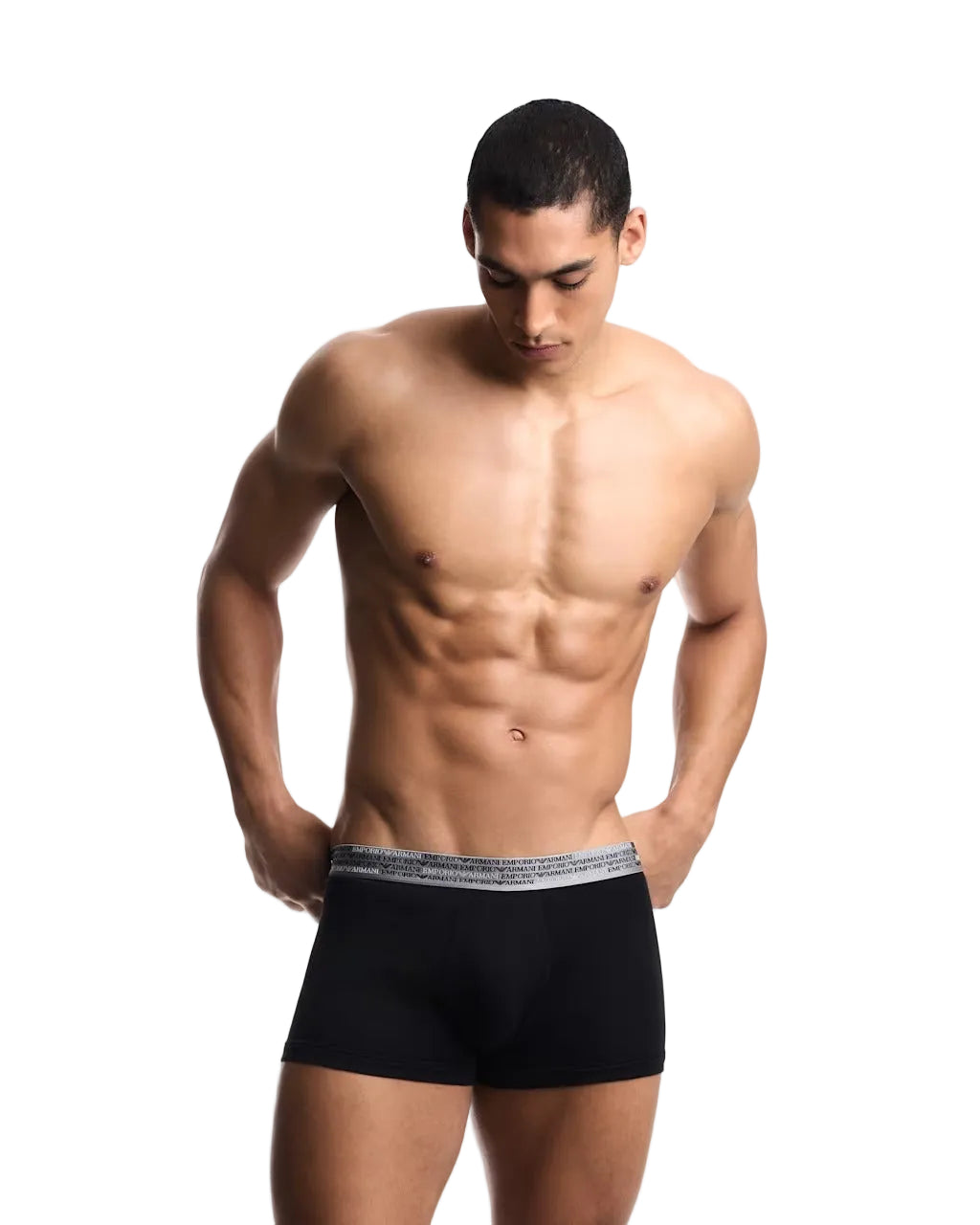 Boxer in Jersey di cotone con elastico logato 2 pezzi Emporio Armani