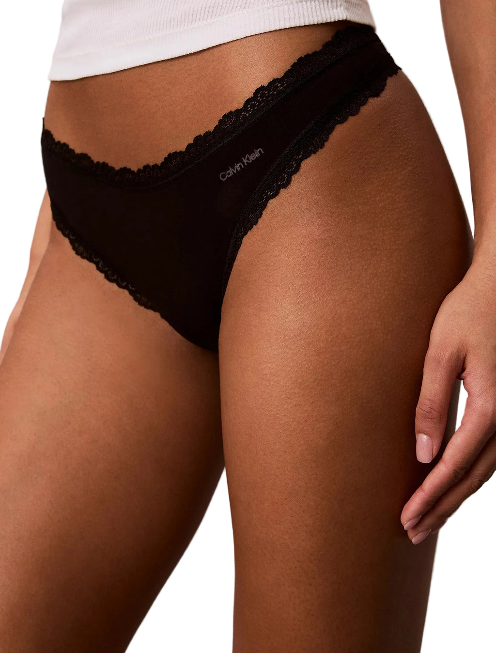 Perizoma Cotton Lace in confezione da 2 grigio e nero