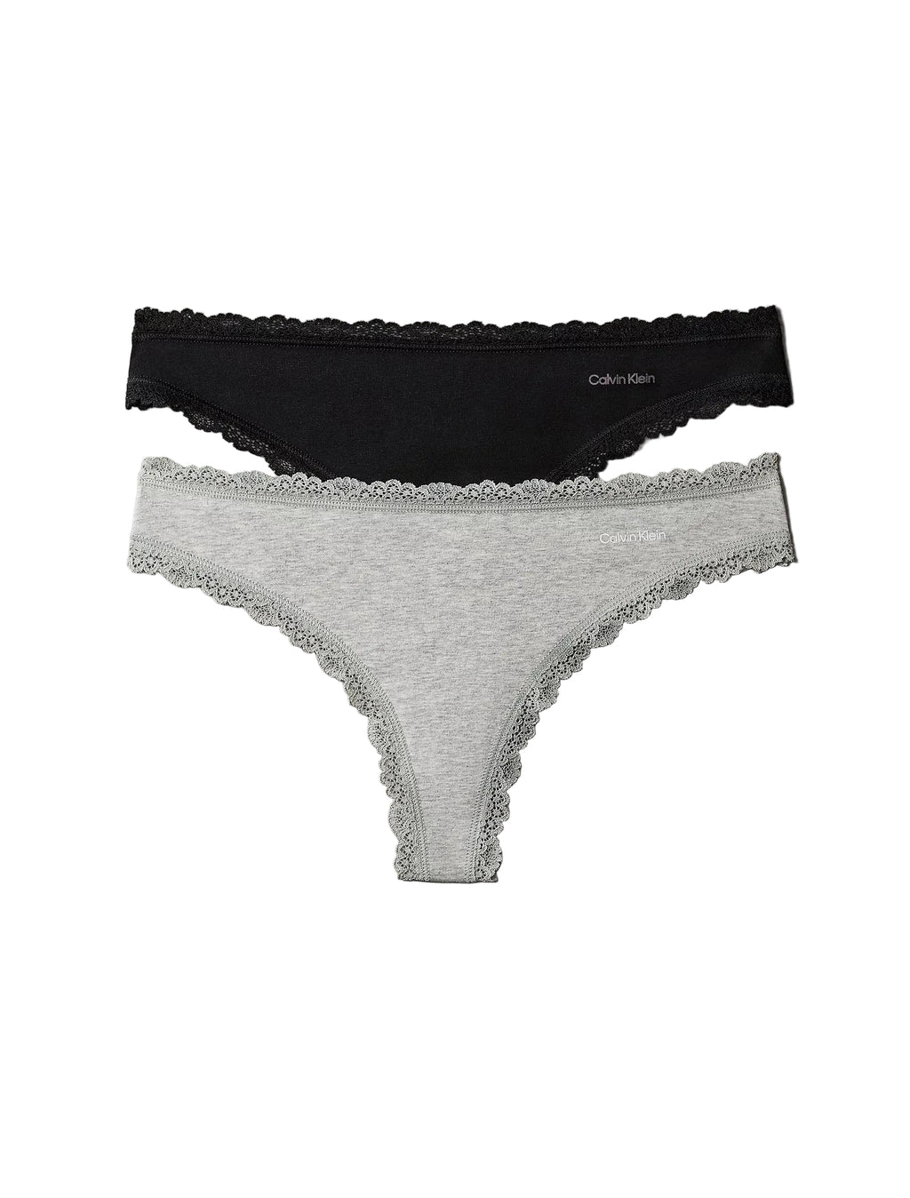 Perizoma Cotton Lace in confezione da 2 grigio e nero