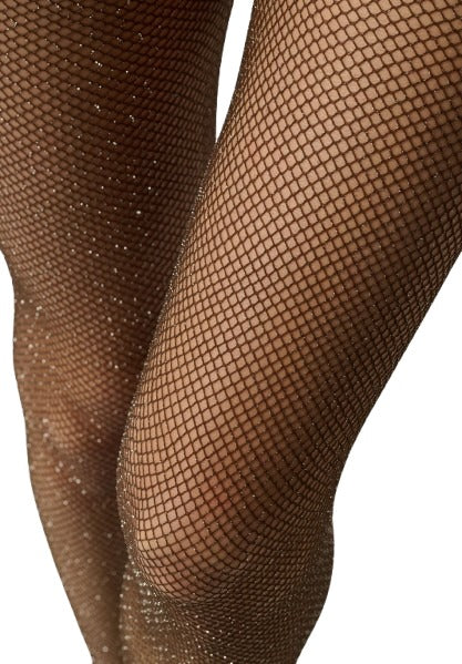 Collant Donna a Rete in Lamé Argento Diamonds Tricot