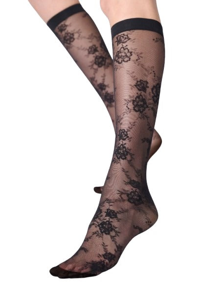 Gambaletto Donna Semi-Velato Floreale Pizzo 20 DEN
