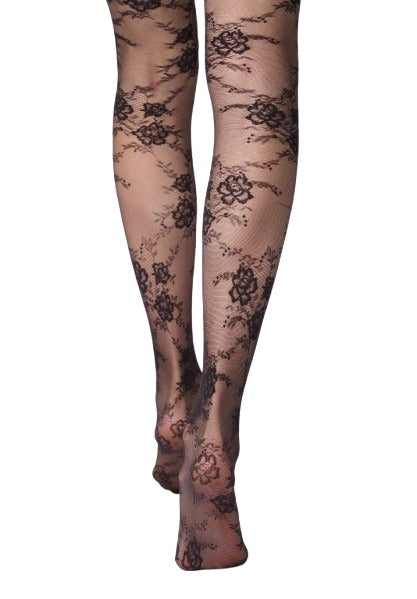 Collant Semi-Velato Floreale in Pizzo 20 DEN