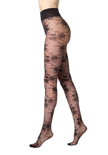 Collant Semi-Velato Floreale in Pizzo 20 DEN