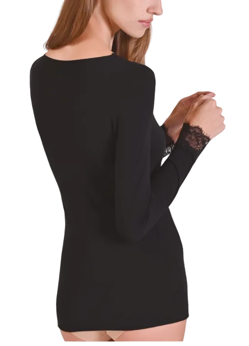 Maglia Donna Leger con cashmere scollo a V pizzo Philippe Matignon