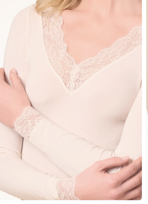 Maglia Donna Leger con cashmere scollo a V pizzo Philippe Matignon