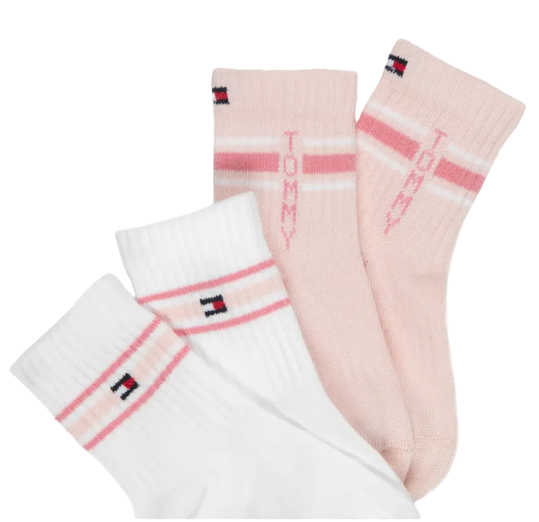 Calzini Neonati 2 paia righe e logo Tommy Hilfiger