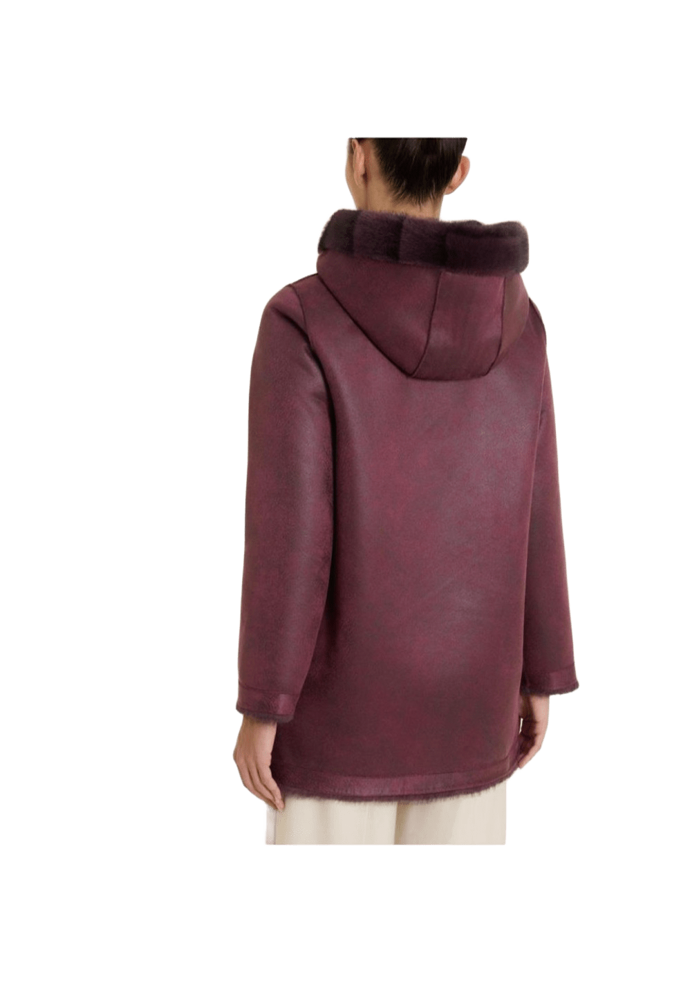 Cappotto Donna double face vegan shearling con cappuccio Ragno