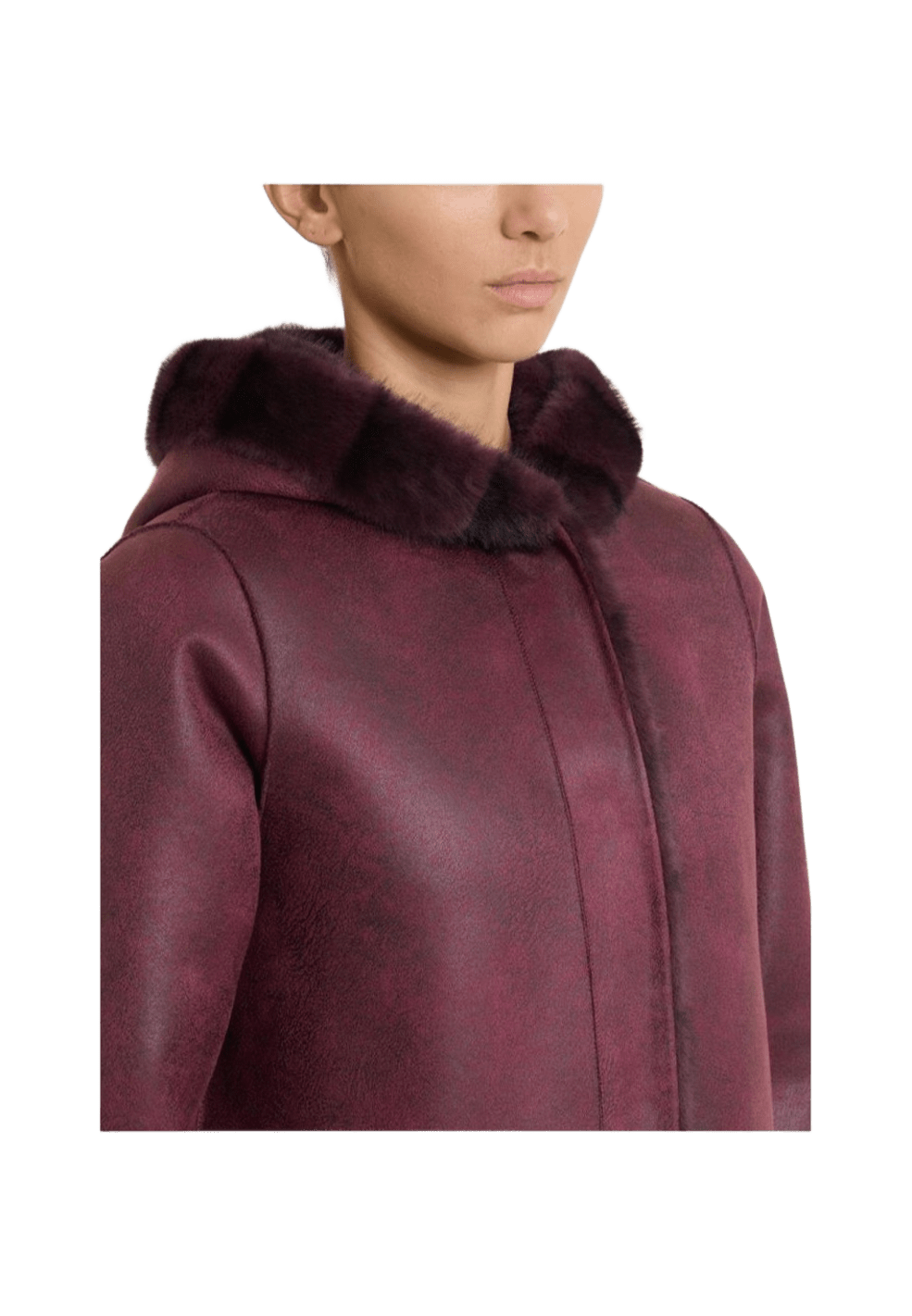 Cappotto Donna double face vegan shearling con cappuccio Ragno