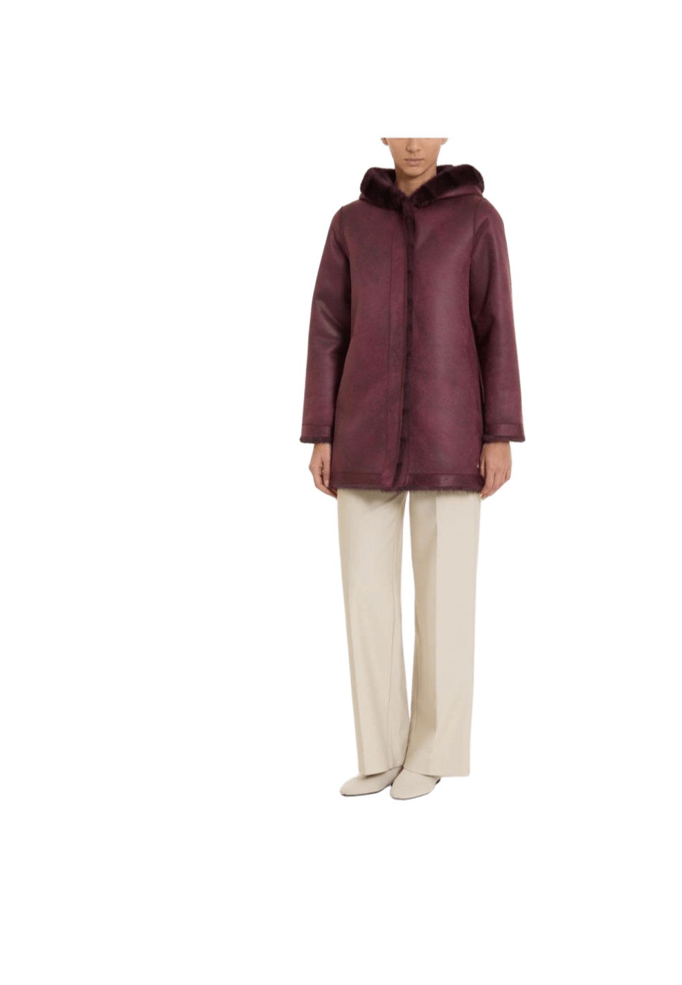 Cappotto Donna double face vegan shearling con cappuccio Ragno
