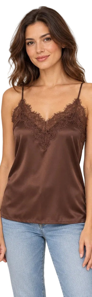 Top Donna effetto raso con pizzo Admas