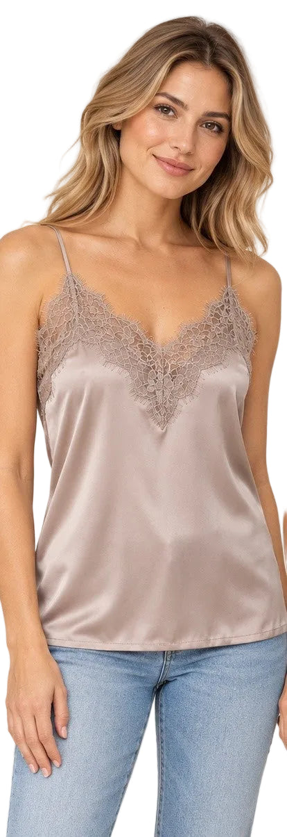 Top Donna effetto raso con pizzo Admas