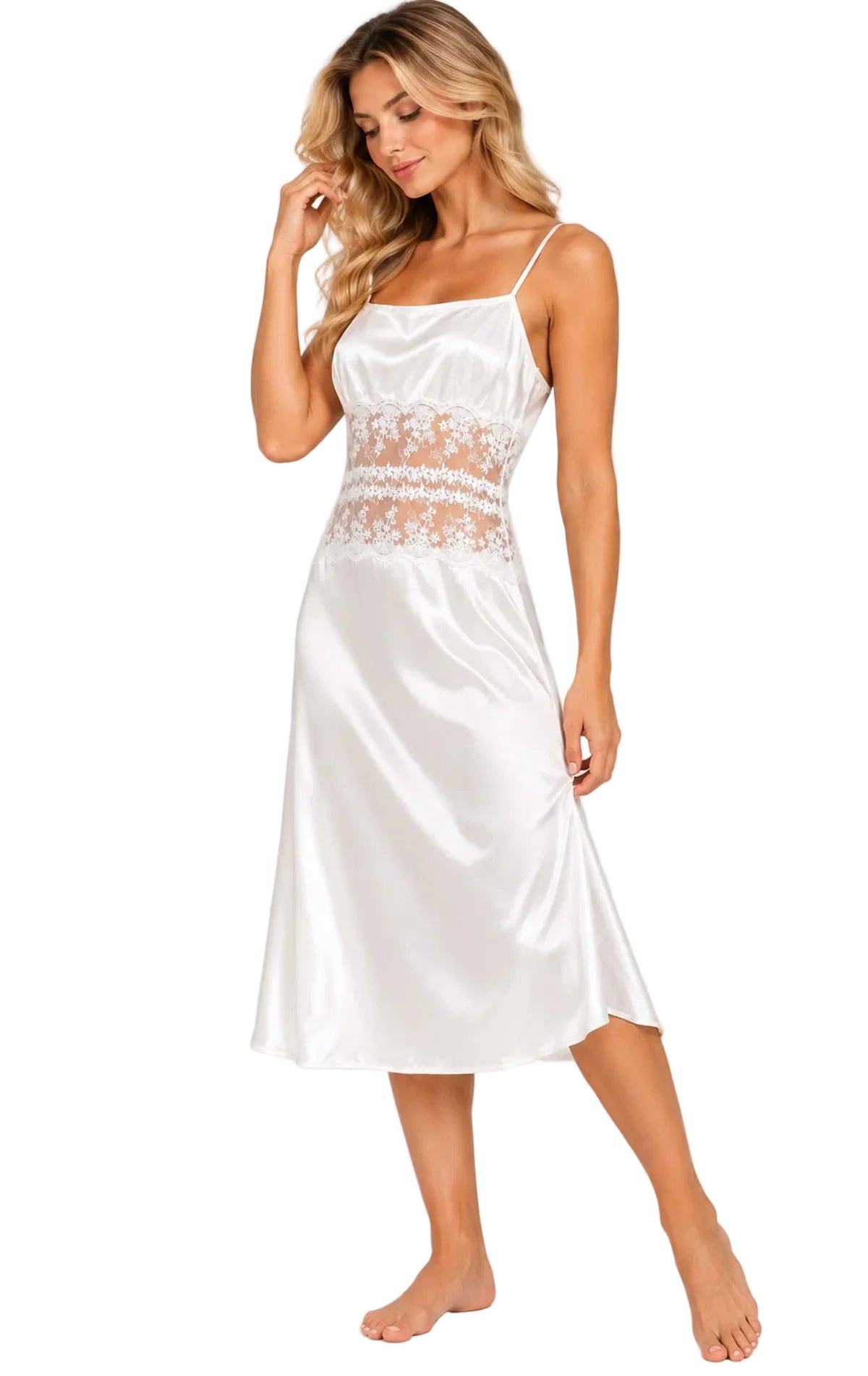 Camicia da notte Donna Sposa pizzo ricamato Admas