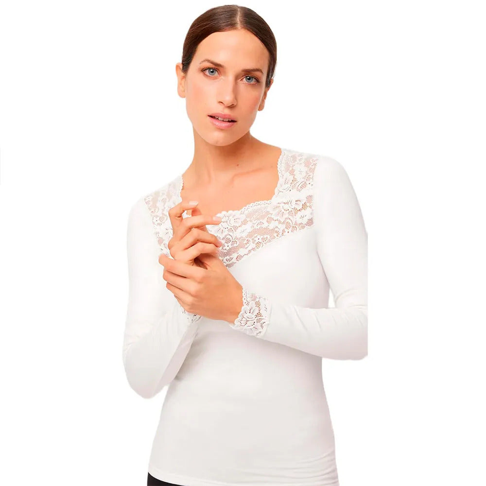 Maglia Termica Donna in pizzo maniche lunghe Ysabel Mora